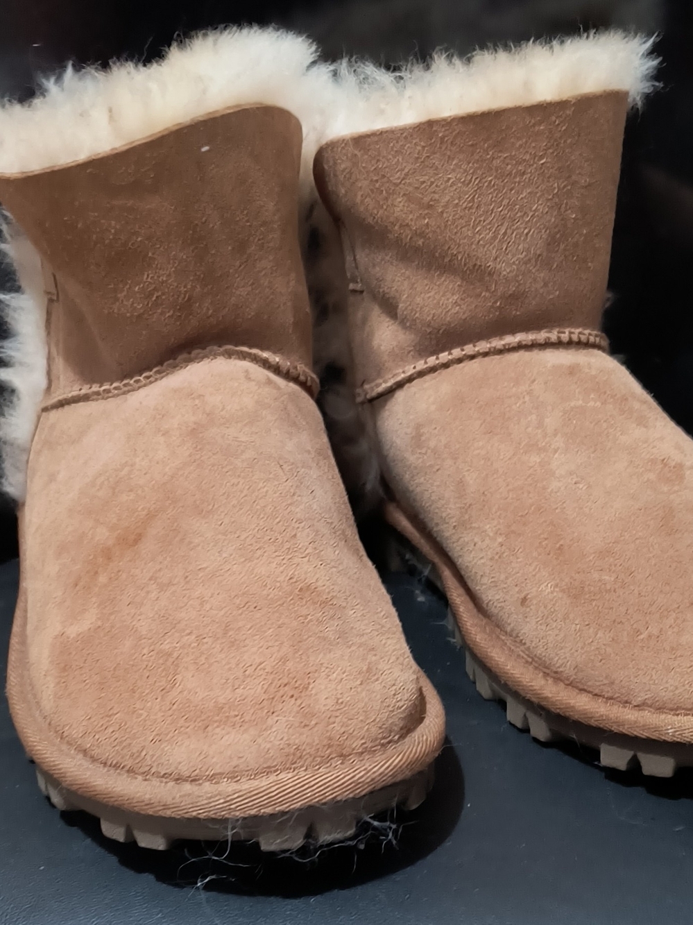 Women's Tan Suede Shearling-Lined Ankle Booties